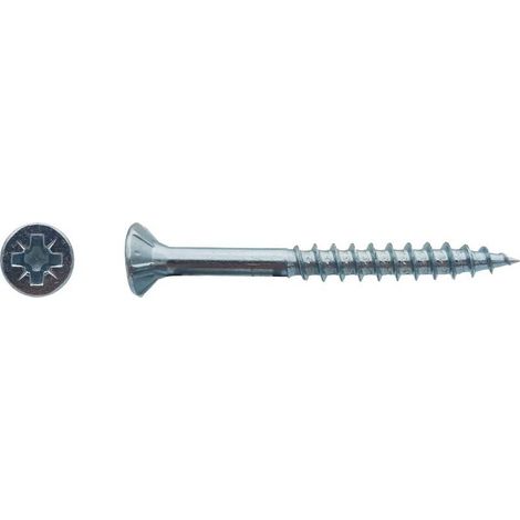 500 Vis Bois Tête Fraisée Pozidriv F/Partiel 4 x 35 mm - Zingué blanc - D-Work