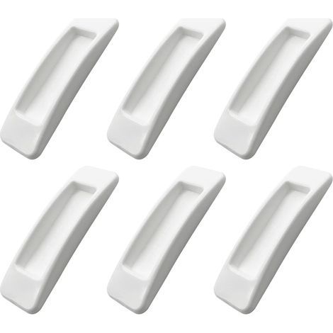 Lot de 6 poignées auto-adhésives pour porte coulissante avec rubans adhésifs double face pour armoires, fenêtres, réfrigérateurs, tiroirs, portes en verre (blanc) (1/5)