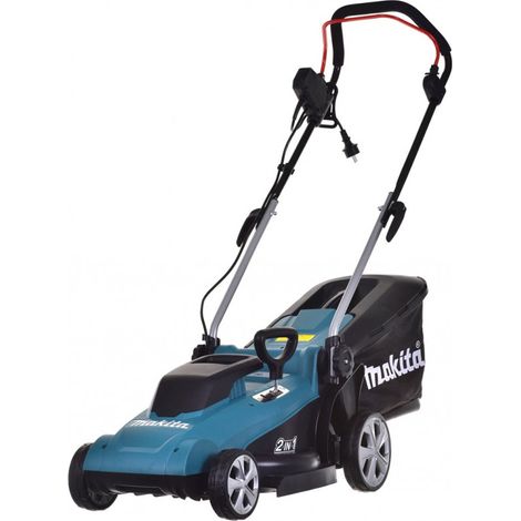 Makita – Tondeuse électrique filaire 1400W – Largeur de coupe 37 cm – Surface jusqu'à 500 m² – Châssis polypropylène léger – Système de tonte 3 coupes