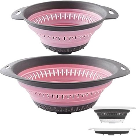 Setaccio e scolapasta pieghevoli, setaccio e colino in silicone per frutta e verdura, utensili da cucina (2 pezzi, grigio, 1,3 l + 2,5 l) (1/5)