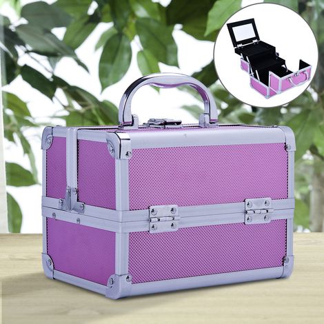 Rose 20x15x15 cm - Trousse de maquillage professionnelle Étui cosmétique portable avec plateaux à 3 niveaux et miroir 2 clés pour boîte à