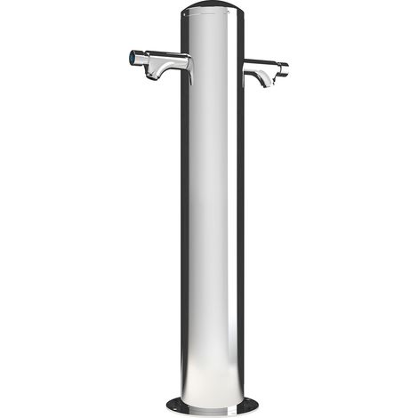 Fontana Lavapiedi da Giardino Doppio Rubinetto Temporizzato LAV-2P Finitura a Specchio (1/2)