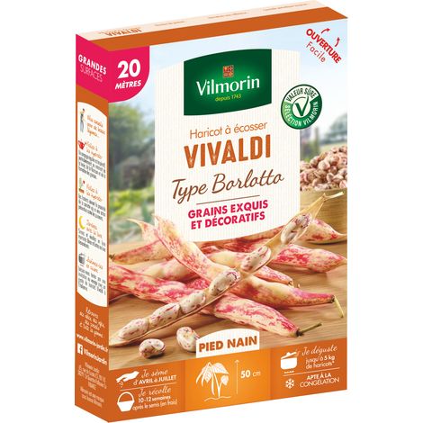 Haricot Nain à Ecosser Vivaldi (type Borlotto) - 20 m Vilmorin (1/2)