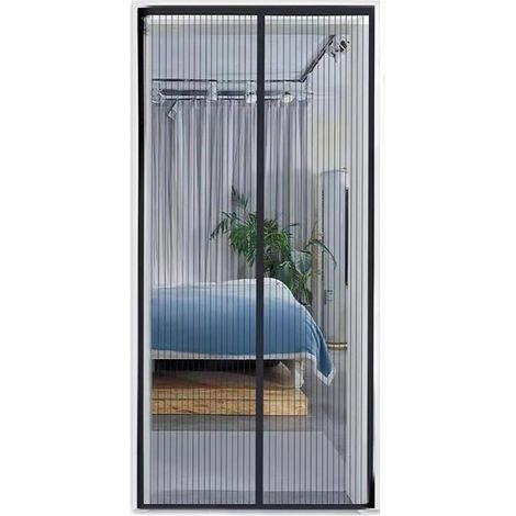 Rideau anti-mouches magnétique - 210 x 90 cm - Noir - Moustiquaire de porte avec velcro - Installation facile (1/5)