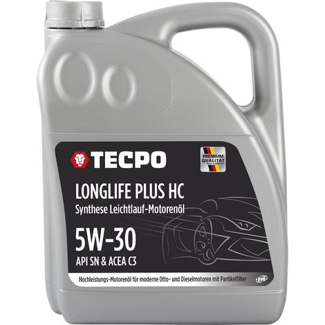 TECPO Motoröl 5 Liter 5W-30 LONGLIFE Plus HC Synthese passend für ACEA C3 / API SN / 504 / 507 / 229.31 / 229.51 / LL-04 / C30
