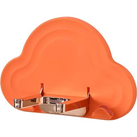 Support pour sèche-cheveux mural sans perçage pour salle de bain, étagère de rangement pour toilettes orange (1/5)