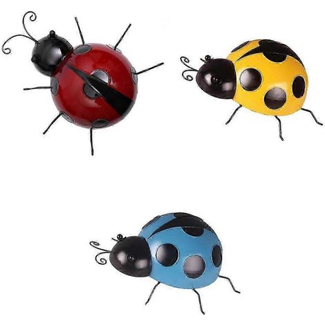 Lot de 3 adorables coccinelles décoratives en métal (10 cm) pour chambre d'enfant (1/4)