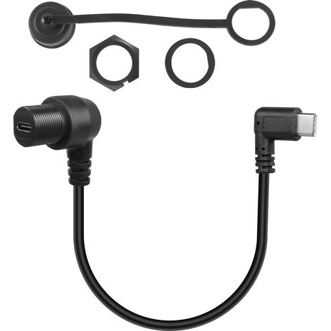 90 degré Angle USB C encastré Panneau Montage Câble USB Type C 2.0 Femme à Homme Angle Droit étanche Extension câble, Filetage Fixé à Tableau Bord ou Panneau, 30cm/11.8in(coudé Horizontal) (1/5)
