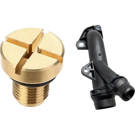 1 raccord de durite de refroidissement et 1 vis de purge dorée pour vase d'expansion de liquide de refroidissement de radiateur (compatible BMW E36, E39, E46, etc.) (1/5)