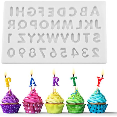 Silikon-Buchstabenformen für Kuchen, Fondant und Schokolade zur Dekoration (grau) (1/5)