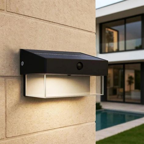 Applique Led Luce Bianca 6000k Faro Pannello Solare Sensore Crepuscolare Esterno (1/4)