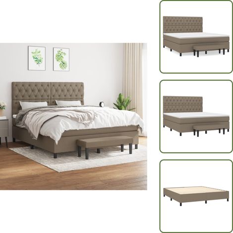 Sommier à lattes de lit avec matelas Taupe 160x200 cm Tissu - Lit Plateforme - Lit Double - Matelas À Ressorts Ensachés - Literie - Chambre À Coucher (1/5)