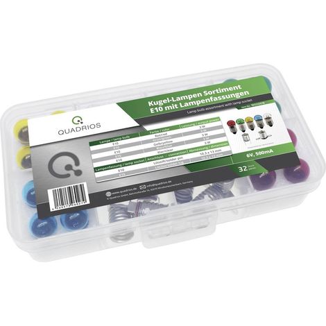 QUADROS LOT DE 32 AMPOULES SPHÉRIQUES E10 TRANSPARENT/MULTICOLORE (6 V 50 MA) AVEC DOUILLE ET DOCUMENTATION 32 PIÈCES (1/2)