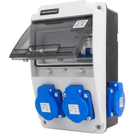 Tableau électrique de chantier XS 16 A 4 x 230 V, modèle compact Erbetka, IP44, protection contre les surintensités, prises Doktorvolt DV-6517-D (1/4)