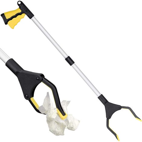 Outils de Ramassage 32" , Pince Télescopique Outil d'Aide Handicapé Pince de Préhension en Aluminium pour Ramassage des Déchets, Ramasse-litière,Jaune (1/5)
