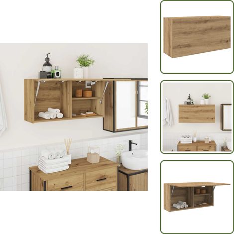 The Living Store Bad-Wandschrank Artisan-Eiche 80x25x40 cm Holzwerkstoff - Holzschrank (1/5)