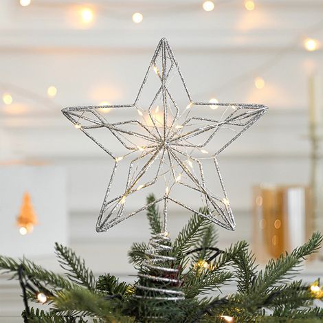 Étoile Décorative Pour Sommet D'Arbre De Noël - Étoile En Métal Avec Lumières Led Intégrées - Pour Jardin Pelouse Patio Intérieur - 1 Pièce (1/5)