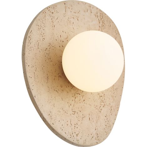 QAZQA Japandi Wall Lamp Natural Stone Organic with Opal Glass - (1/5)