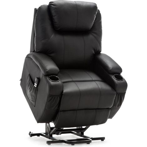 CINEMO BLACK DUAL RISE LEATHER RECLINER (1/5)