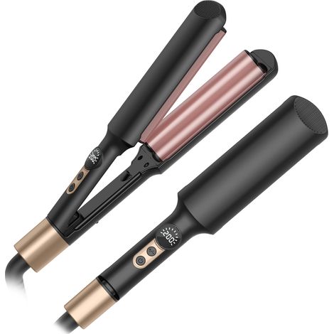Fer À Onduler En U - Baguette Lissante Grande Capacité - 5 Réglages Température - Pour Cheveux Courts Et Longs - Noir (1/5)