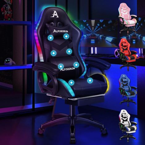 ALFORDSON Gaming Stuhl mit 8-Punkt Massage RGB LED-Licht Bürostuhl Ergonomisch (1/5)
