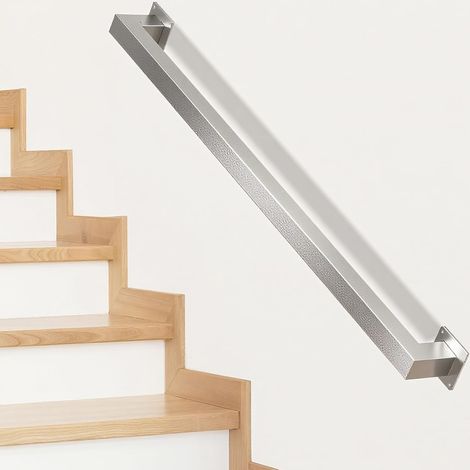 Main courante - Rampe d'escalier intérieur - Rampe d'escalier - 90 cm - Argent - Pour escaliers, extérieur/intérieur - Rampe d'escalier en acier inoxydable (argent, 90 cm) (1/5)