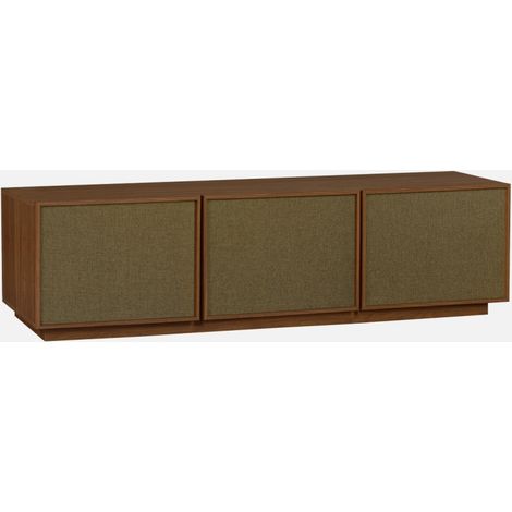 Mueble de TV efecto madera y tela con 3 puertas, 180cm (1/5)