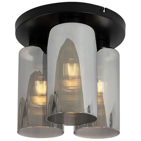 QAZQA Lampada da soffitto laura - Art déco - Vetro,Acciaio - Grigio/Nero - Tondo Max. 1 x Watt