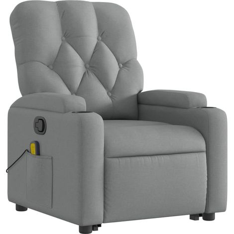 Poltrona relax TV funzione massaggio reclinabile sollevamento elettrico in tessuto grigio chiaro DEC026911
