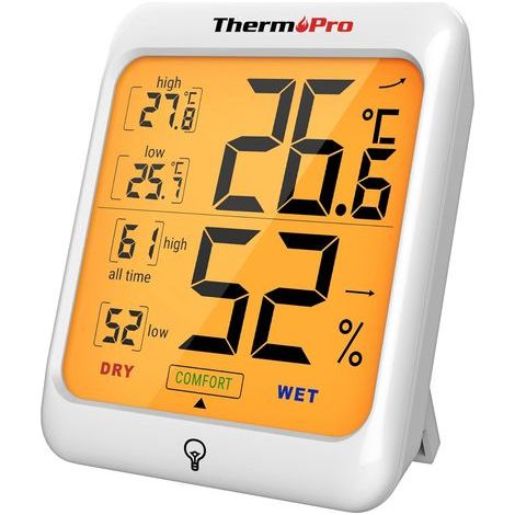 ThermoPro TP53 Innenthermometer/Hygrometer, Weinkeller- und Luftfeuchtigkeitsthermometer mit Hintergrundbeleuchtung, Reptilienthermometer/Hygrometer mit großem Display (1/5)