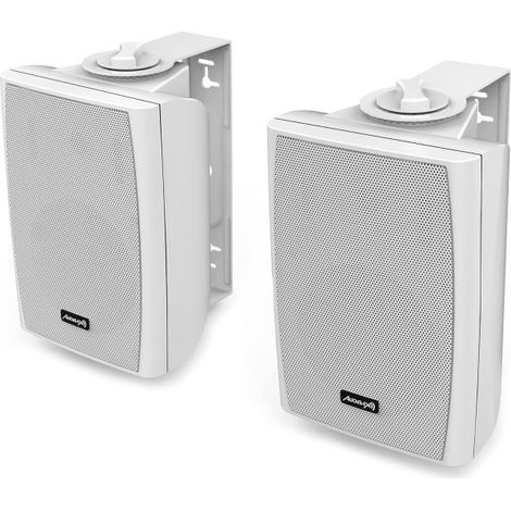 Trade Shop - Estuche Acústico De Altavoz Con Soporte De Soporte De Pared 30w De Color Blanco - (1/5)