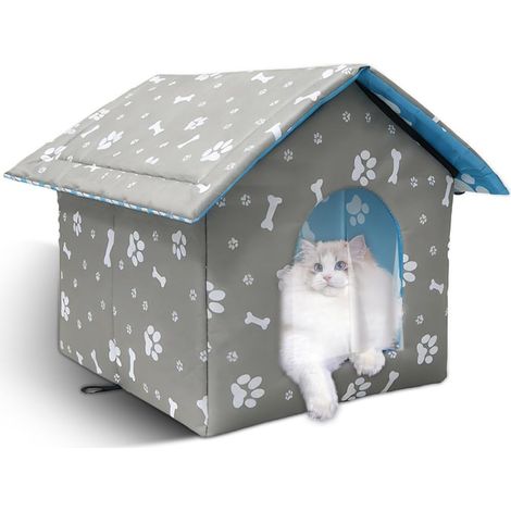 Outdoor Cat Kennel, Waterproof, Winter Resistant, Outdoor Dog Kennel for Cats, Weather Resistant for Pets (Grey Bone, M) (1/5)