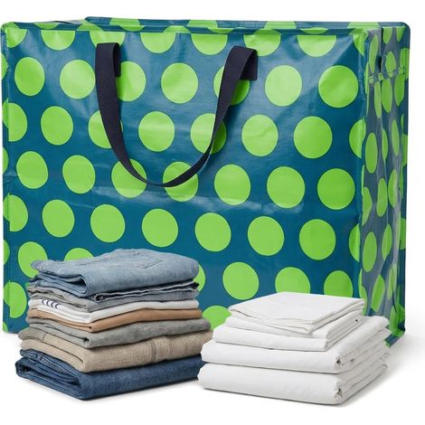 Sac de rangement géant XXL avec fermeture éclair - Vert on bleu (1/5)