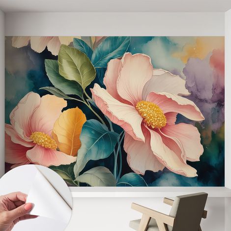 Selbstklebend Tapete - Wandgestaltung - Tapete Wohnzimmer - Flur Eingangsbereich Blumeneleganz 152x104 cm (1/5)