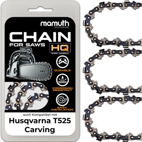 3x chaîne de tronçonneuse 25cm 1,3mm 1/4" 60 TG pour Husqvarna T525 Carving (1/4)