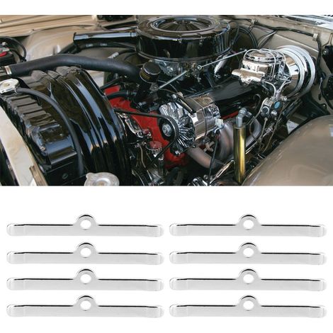 8 pièces barres d'écartement chromées 12 cm pour couvre-soupapes Chevrolet 283 305 327 350 (1/5)