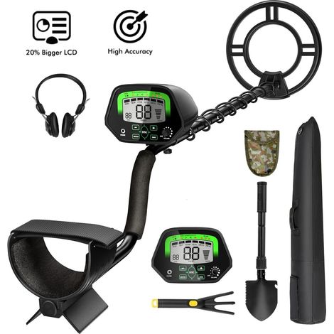 COSTWAY Metal Detector Kit for Adults and Kids, 25 x 25 x 134 cm,Adjustable High Sensitivity Detectors w/Waterproof Search Coil, Discrimination Mode, LCD Display, Headphones, Digger Tool, Plastic Rake