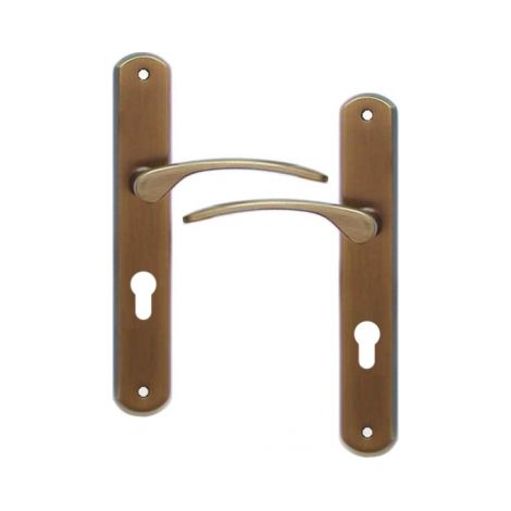 Ouvre&Déco – Poignées de porte EVA cylindre – Laiton patiné – Entraxe 195 mm – Garniture complète sur plaque – Endurance 200 000 cycles