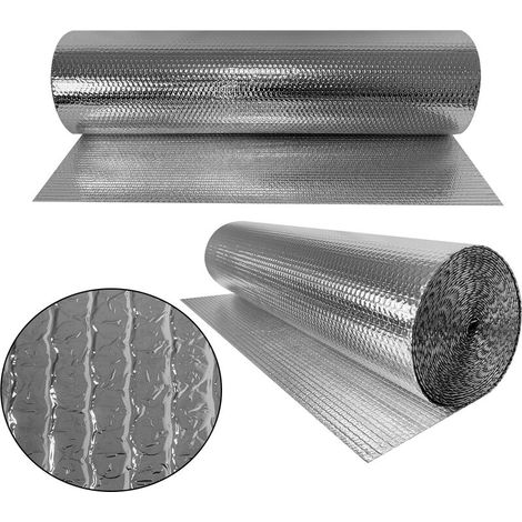Isolierfolie Dämmfolie 100cm x 15m Doppelte Alu Hausdämmung Luftpolsterfolie 3-4mm Isolierband Isolierungsfolie für Wärmedämmung, Kälteschutz, HENGMEI