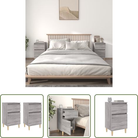 vidaXL Nachttisch Grau Sonoma - Nachttische 2 Stk. Grau Sonoma 40x35x70 cm (1/5)