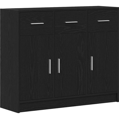 Maison Exclusive - Credenza Rovere Nero 91x28x75 cm in Legno Multistrato