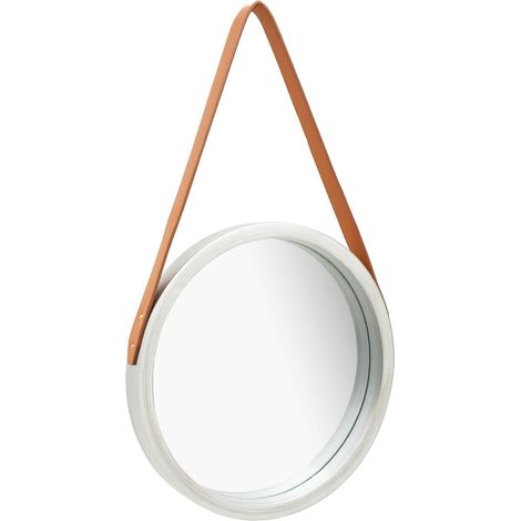 vidaXL Espejo de pared con correa plateado 40 cm (1/5)