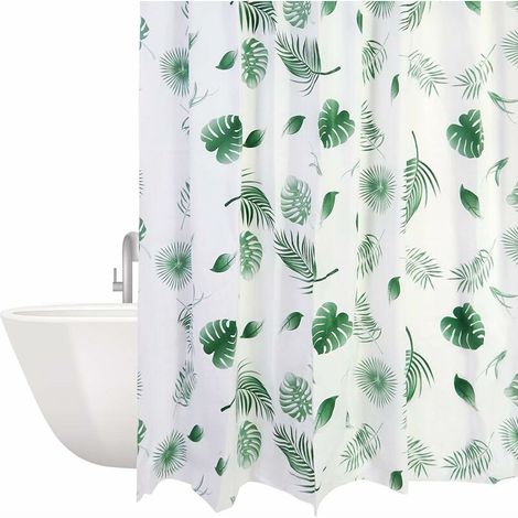 Rideau de douche imperméable, anti-moisissure, lavable et antibactérien, avec anneau de rideau de douche (100x180cm) (1/5)