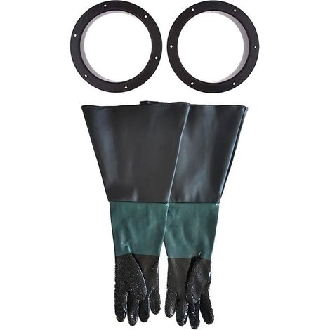 Paire de gants de sablage antidéflagrants de 23,6 pouces avec 2 clips de fixation, gants de sécurité noirs. (1/4)