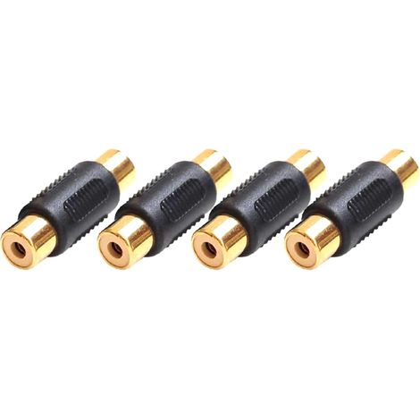 Adaptador RCA hembra a hembra (paquete de 4), adaptador de acoplador RCA Phono hembra, cable de extensión de audio para altavoces, cable RCA, amplificador, cámara, DVD, VCD (1/5)