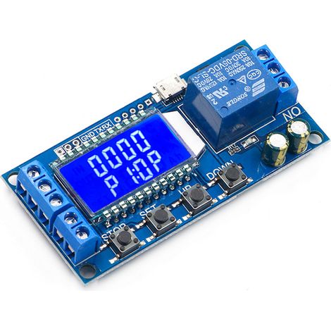 Zeitrelaismodul mit LCD-Anzeige – Automatische zyklische Steuerung – 6–30 V DC – 7 programmierbare Modi – Zeitverzögerung 0,01 s bis 9999 min
