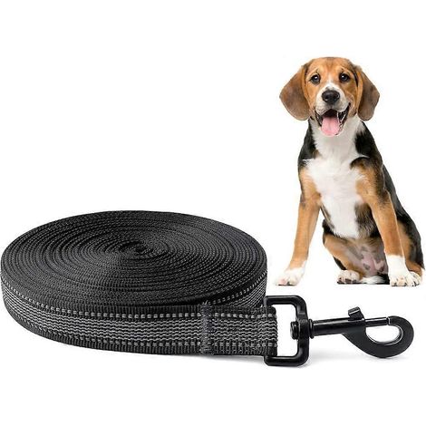 Laisse longue réfléchissante pour chien avec poignée et revêtement antidérapants en caoutchouc, résistante à la déchirure, sac de rangement inclus - Disponible en 5 m, 10 m, 15 m et 20 m (1/4)