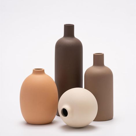 Lot de 4 vases en céramique,vases en céramique pour la décoration de la Maison,Vase décoratif pour Herbe de Pampa et Fleurs séchées,bibliothèque,cheminée et décoration (Café,Orange,Beige,Marron) (1/5)