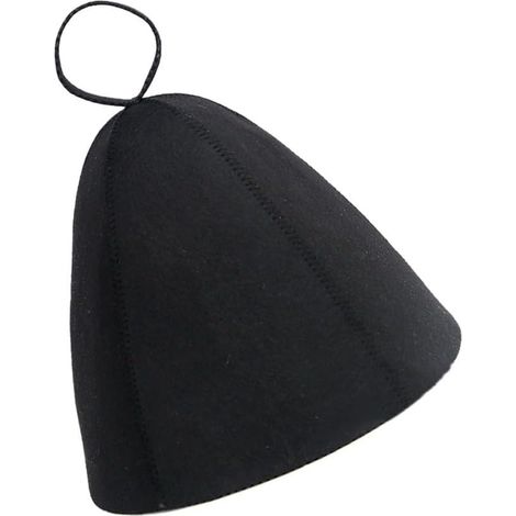 Chapeau de sauna épais en feutre de laine pour protection contre la chaleur et soins des cheveux – Unisexe Noir 25 x 23 cm (1/5)