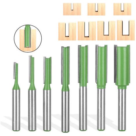7 Pièces Fraise Droite Defonceuse, Routeur Droite à Simple Duble Flûte à Bois, fraise defonceuse 6mm, pour Bois Carbure de TungstèNe Outil de Travail Du Bois (1/4)